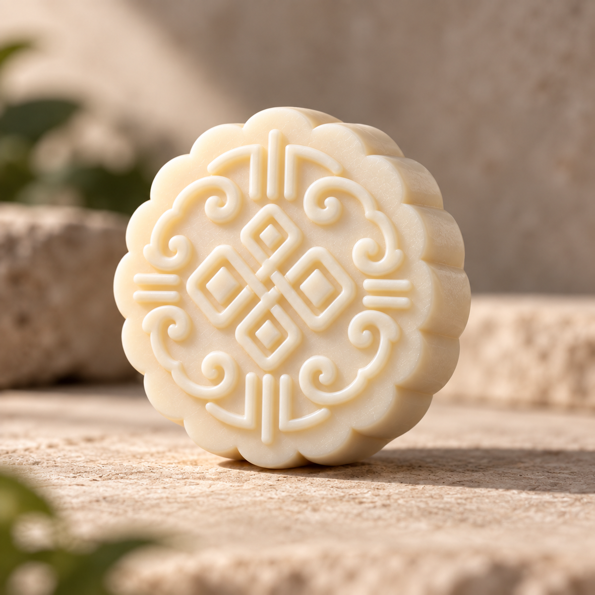 Concept view of the development shampoo bar with approved scalloped form